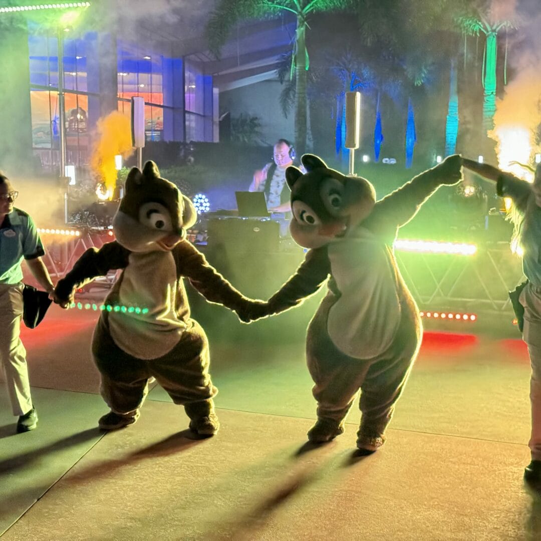 Chip and Dale dancing at EPCOT Chip and Dale dancing at EPCOT